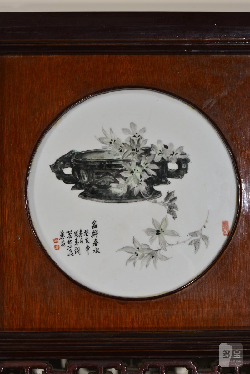 近现代 魏焕明、余少良合作双面粉彩山水人物八联落地大屏风 - 图50